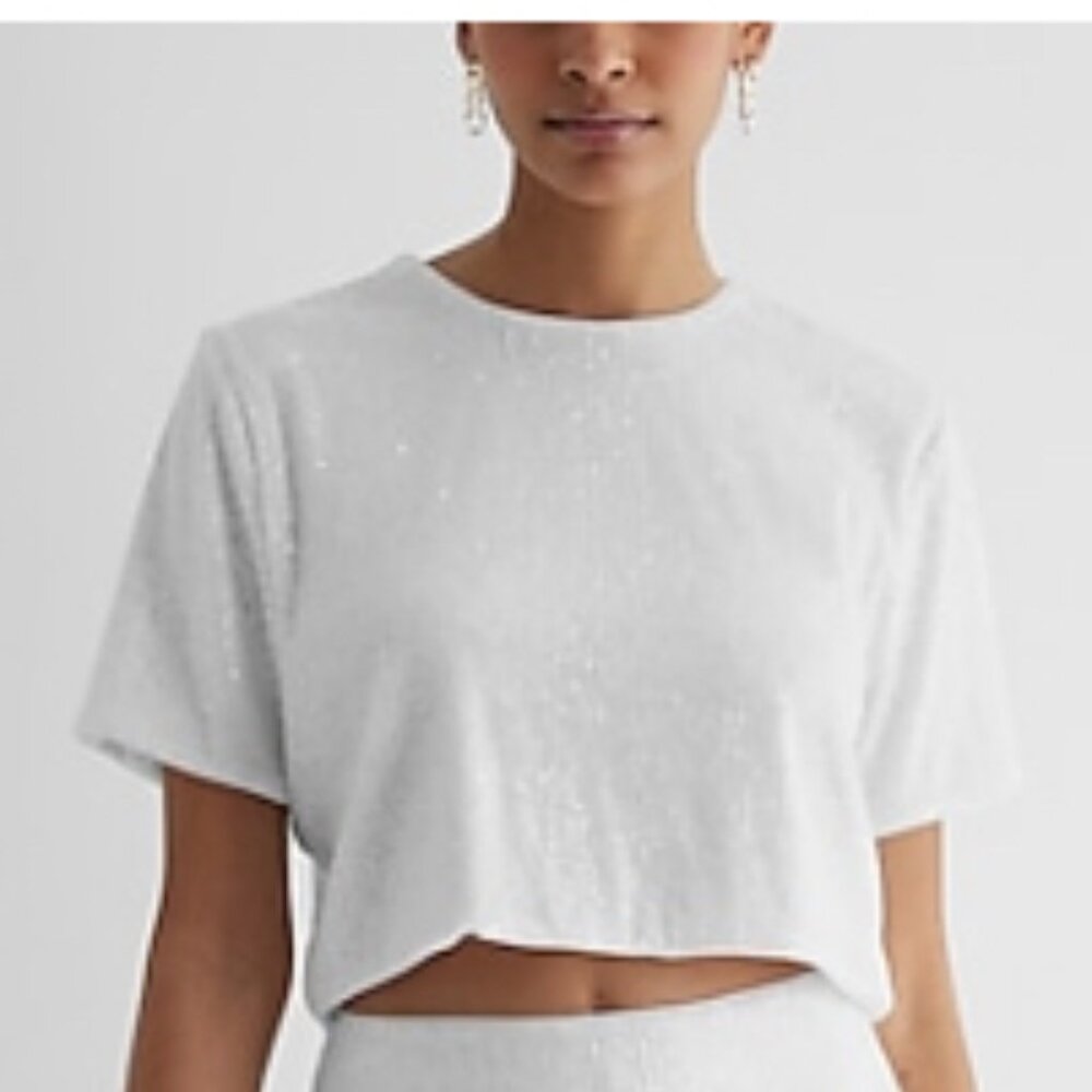EXPRESS XL Sequin crop top
